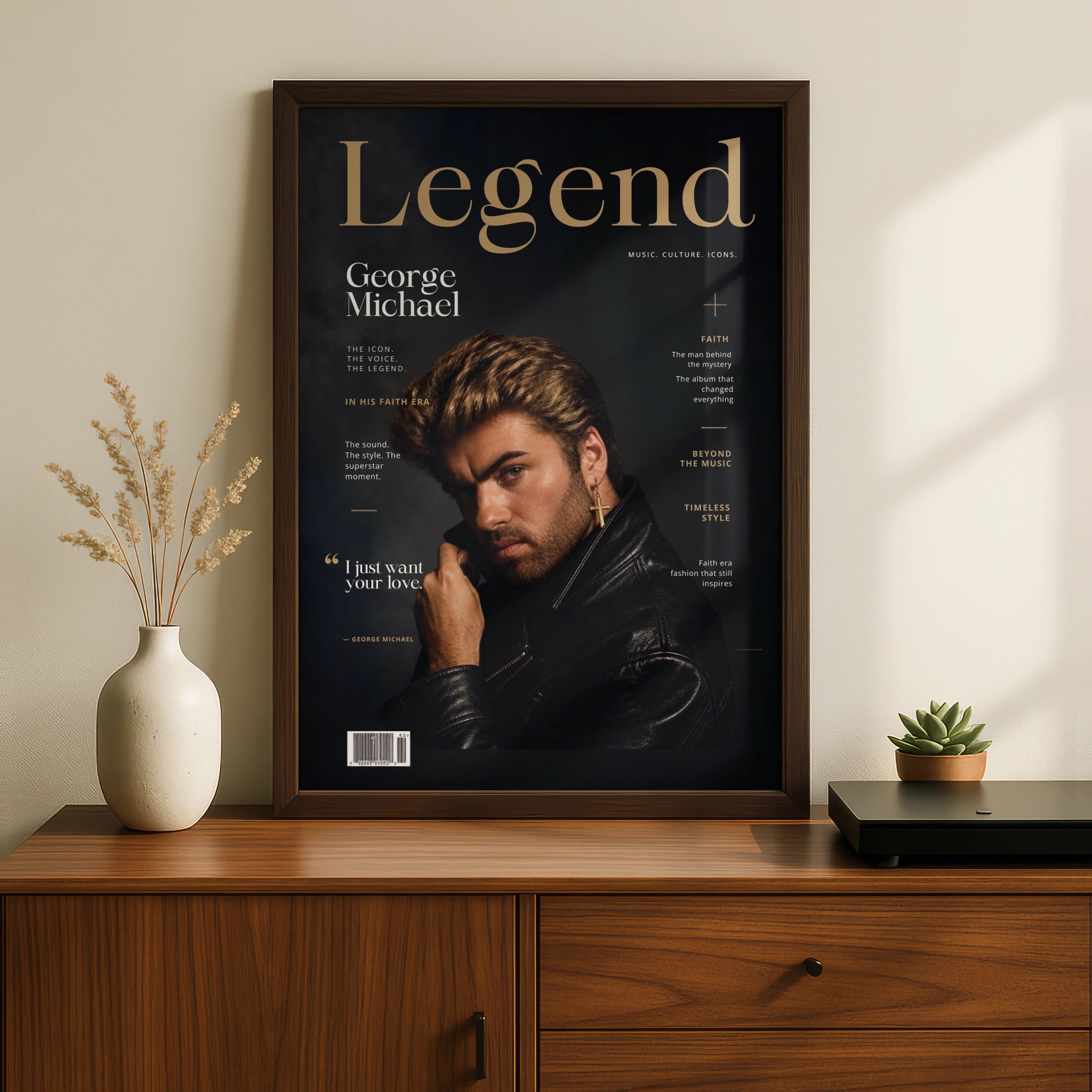 George Michael Legend Magazine Cover Poster, Music Icon Wall Art Print, Faith Era