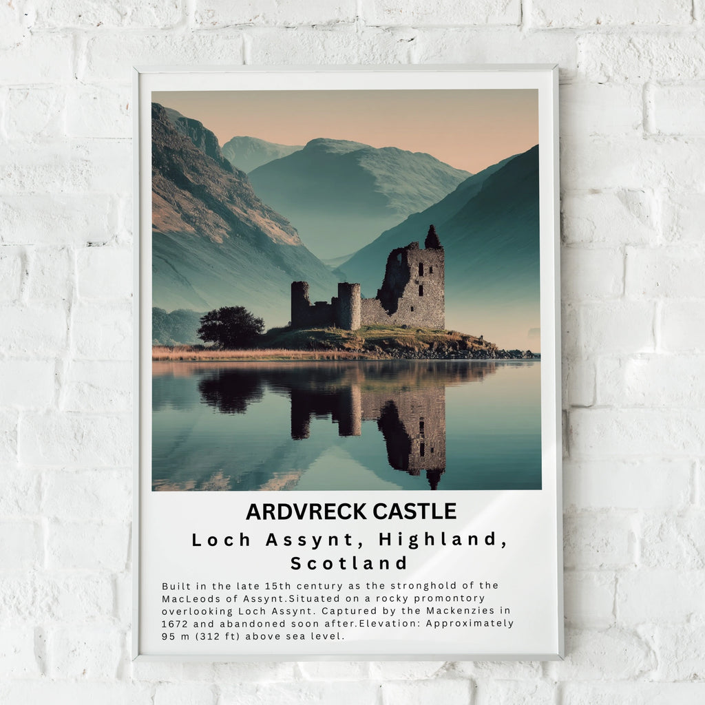 Ardvreck Castle Print, Loch Assynt Scotland Poster, NC500 Highland Wall Art