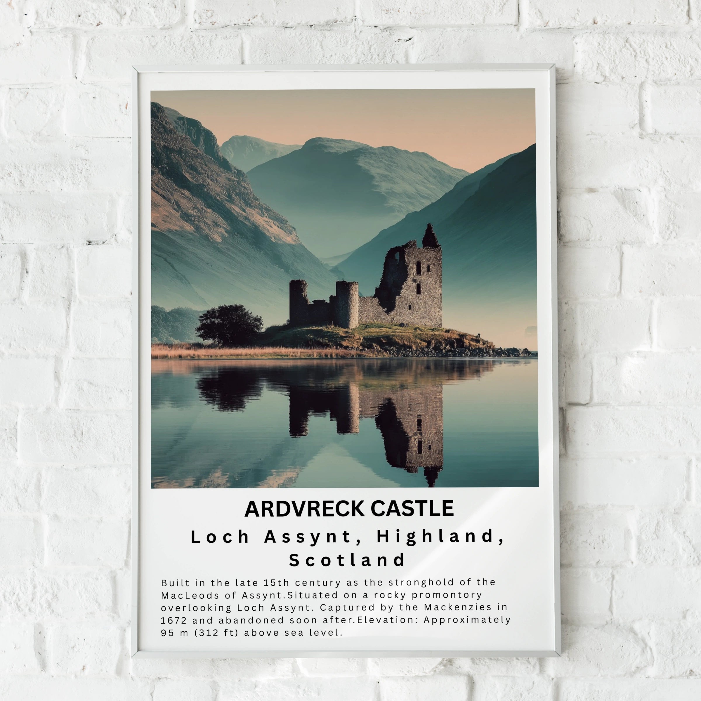 Ardvreck Castle Print, Loch Assynt Scotland Poster, NC500 Highland Wall Art