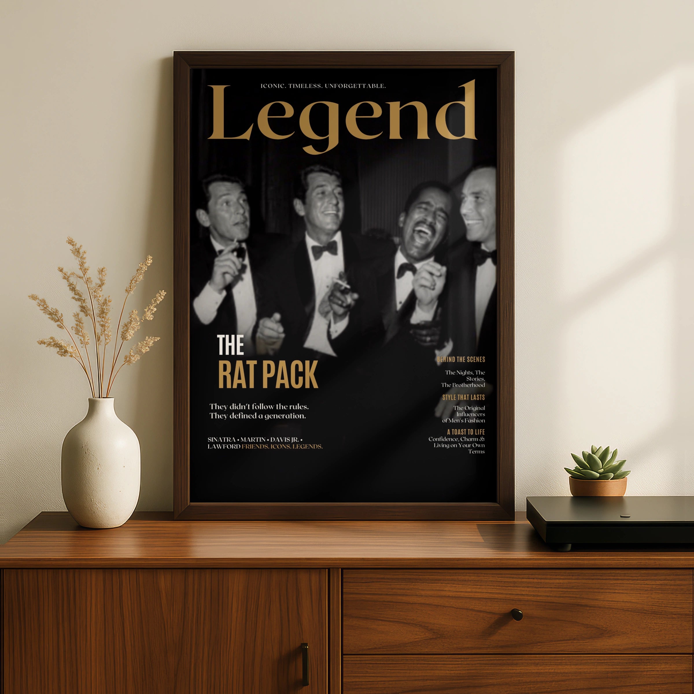Rat Pack Legend Poster, Sinatra Martin Davis Jr Lawford, Retro Music Wall Art