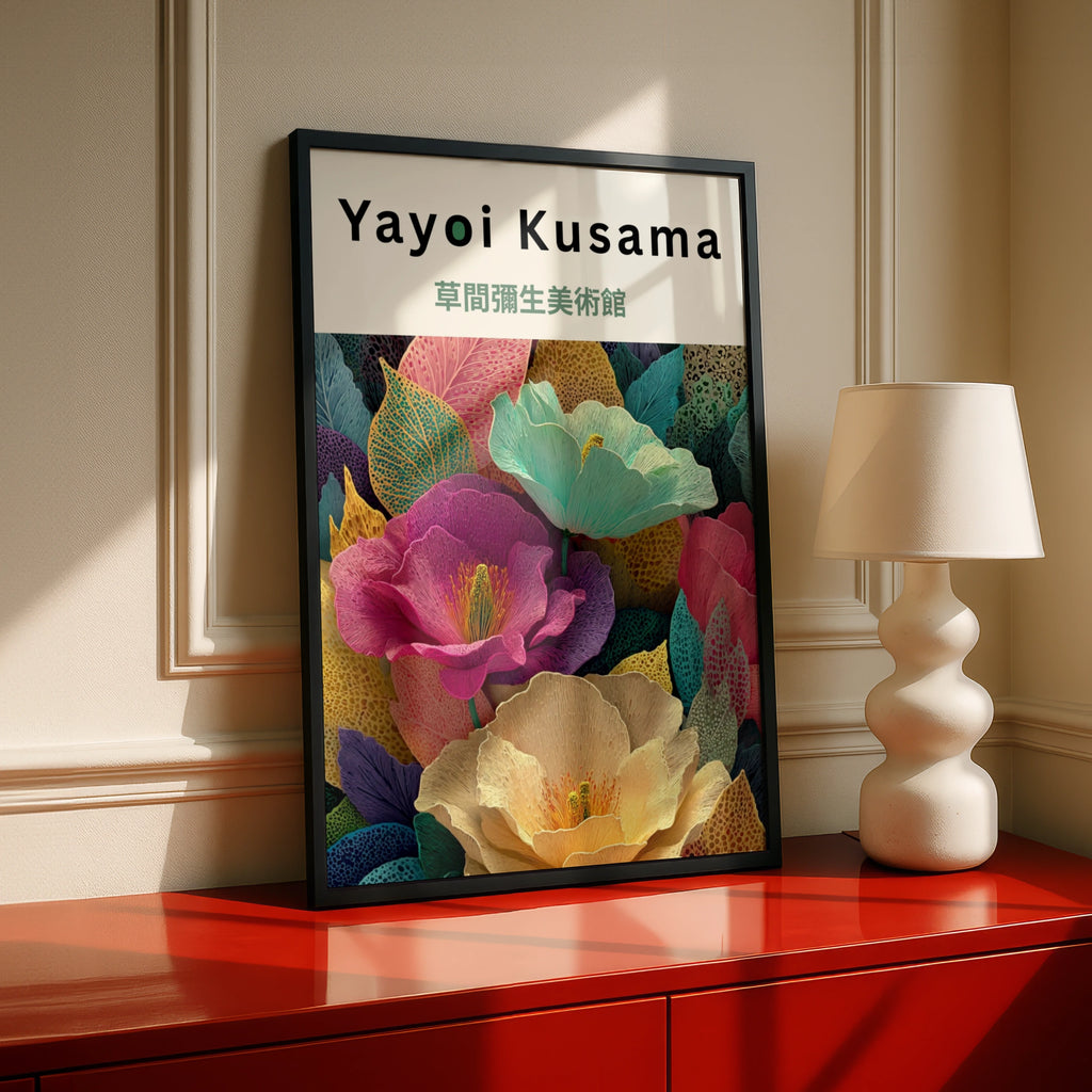 Yayoi Kusama Flower Poster, Colourful Botanical Wall Art, Japanese Museum Print