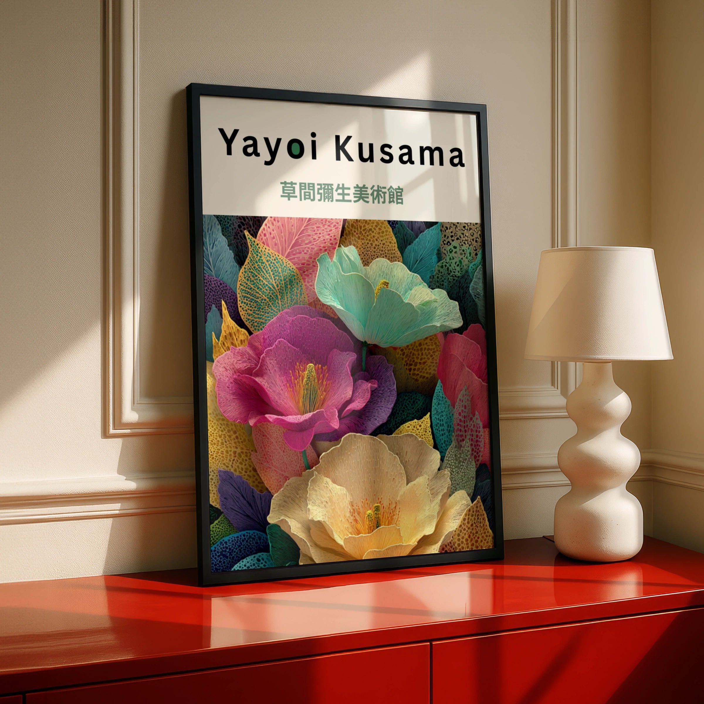 Yayoi Kusama Flower Poster, Colourful Botanical Wall Art, Japanese Museum Print