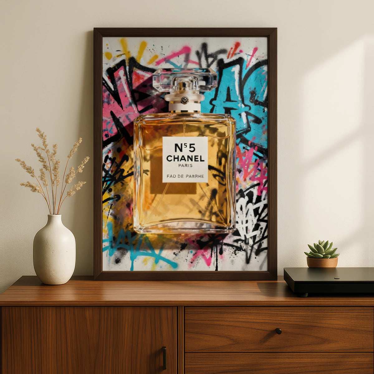 Chanel No 5 Perfume Graffiti Pop Art Poster, Fashion Wall Art, Luxury Print
