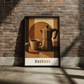 Bauhaus Coffee Poster, Moka Pot Wall Art, Minimalist Kitchen Print, Brown Neutral Decor