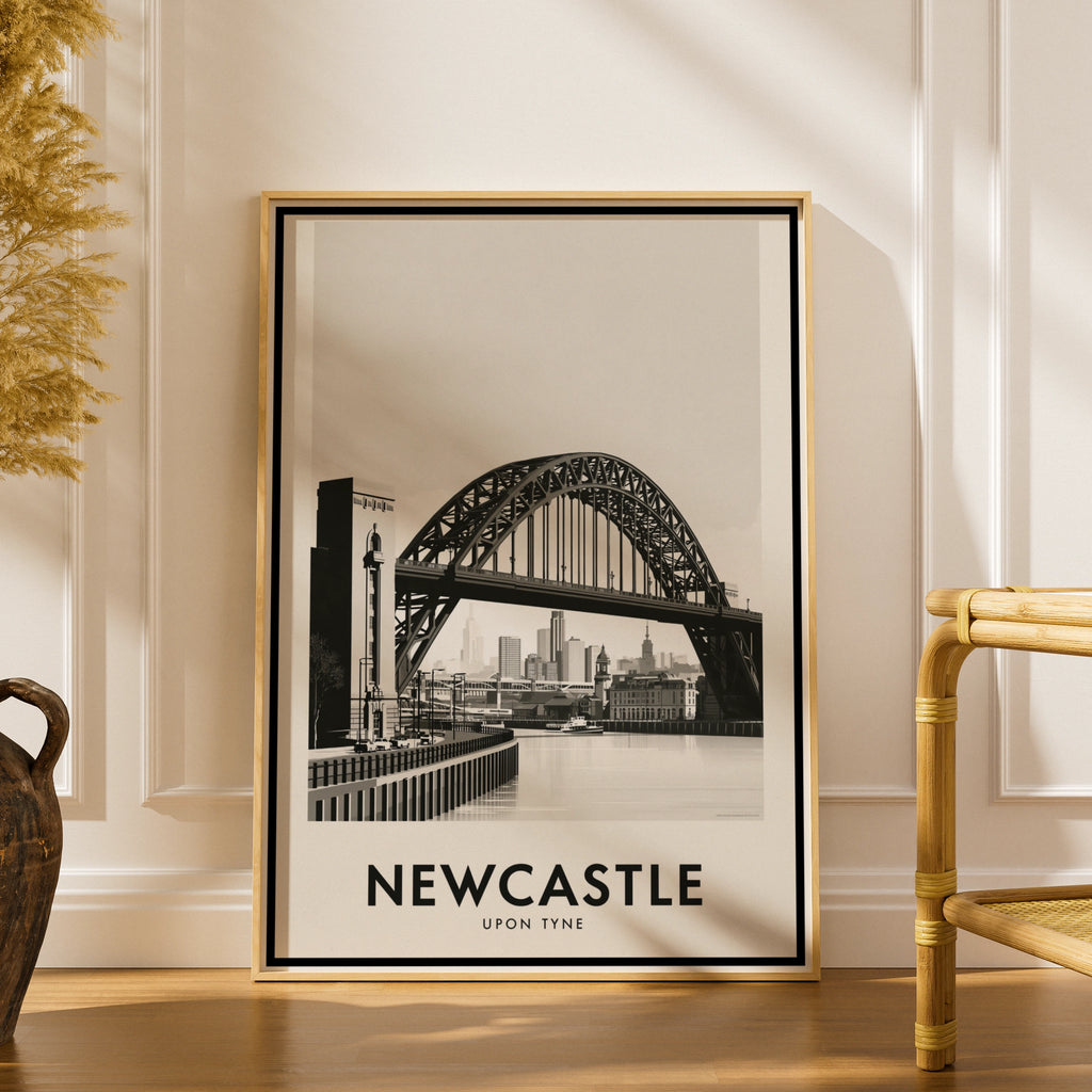 Newcastle Upon Tyne Poster, Tyne Bridge Travel Print, Minimalist City Wall Art