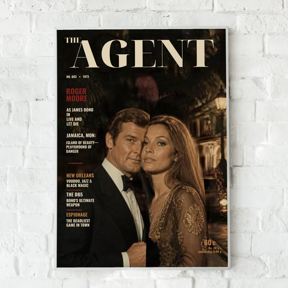 Vintage Spy Magazine Cover Poster, 1970s Secret Agent Retro Film Wall Art Print