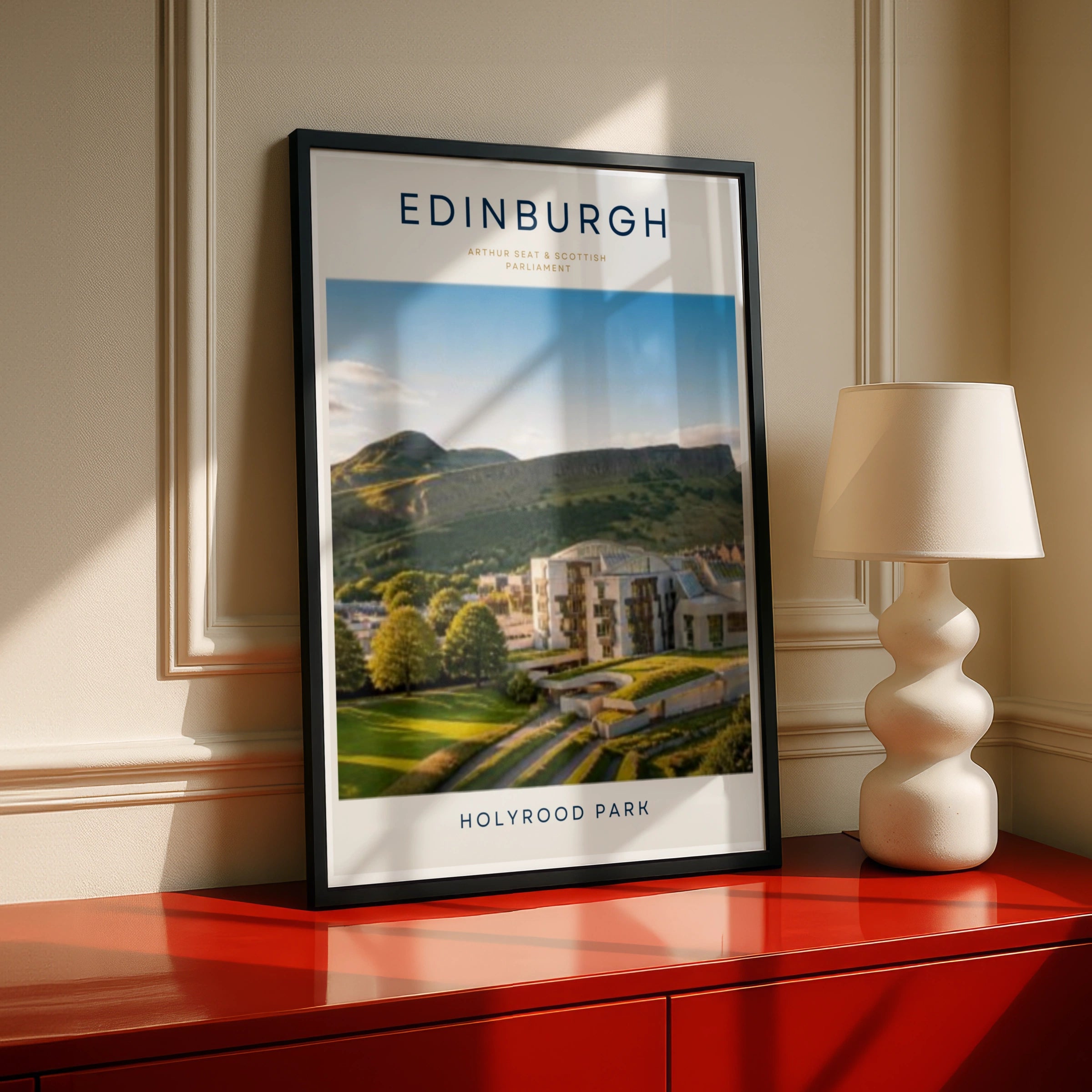 Travel Print | Edinburgh Poster, Holyrood Park Print, Scottish Parliament Arthur Seat Wall Art