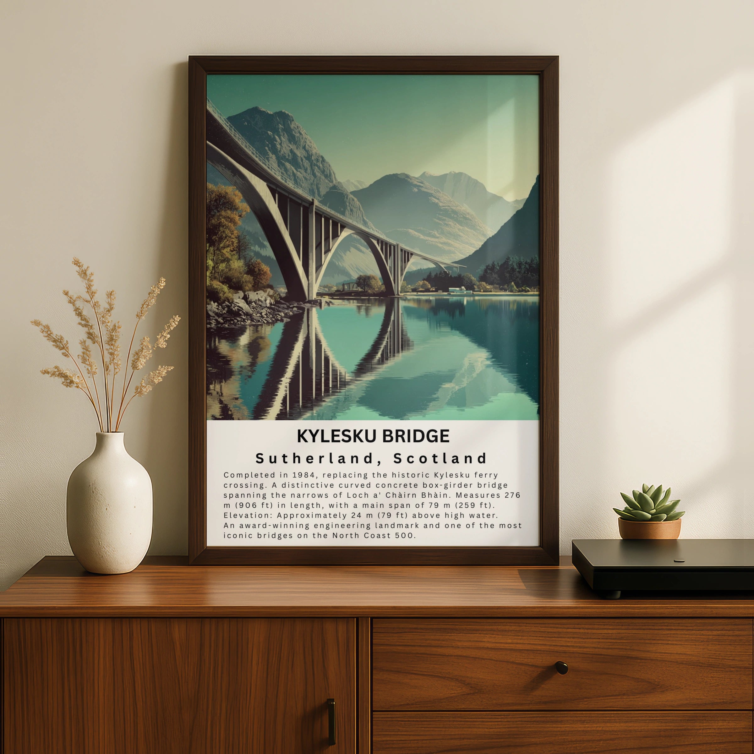 Kylesku Bridge Poster, NC500 Scotland Wall Art, Sutherland Highland Print