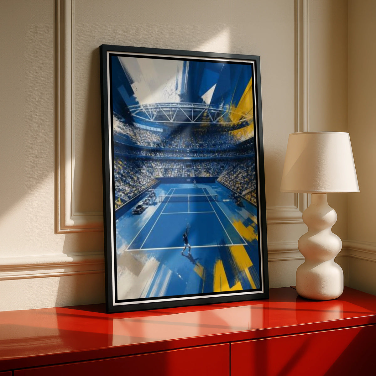 Tennis Poster, New York Poster, Blue Hard Court Stadium Wall Art, Sports Print