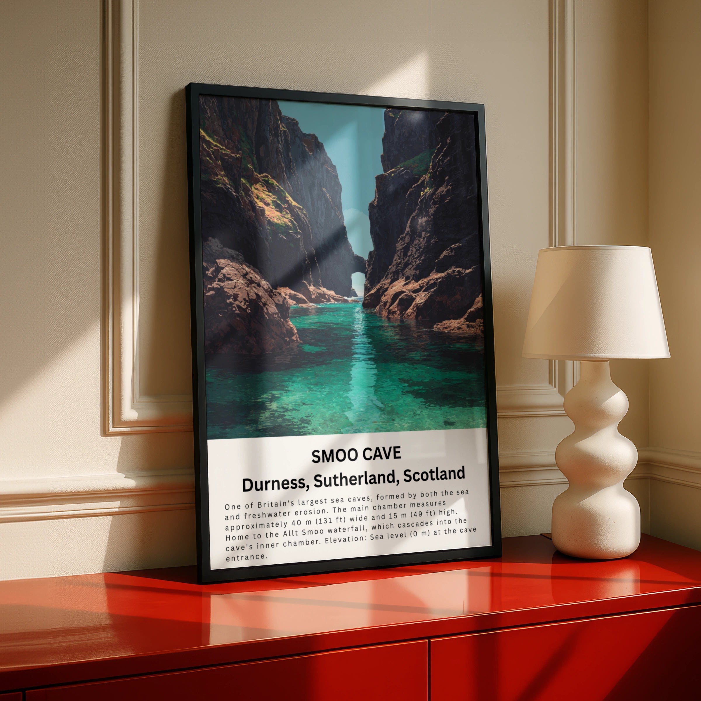 Smoo Cave Poster, Durness Scotland Wall Art, NC500 Scottish Highlands Print