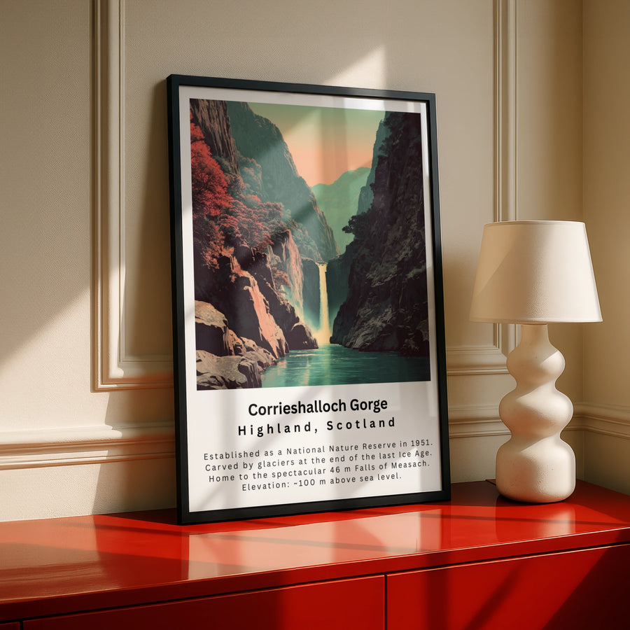 Corrieshalloch Gorge Scotland Poster, NC500 Wall Art, Highland Waterfall Print