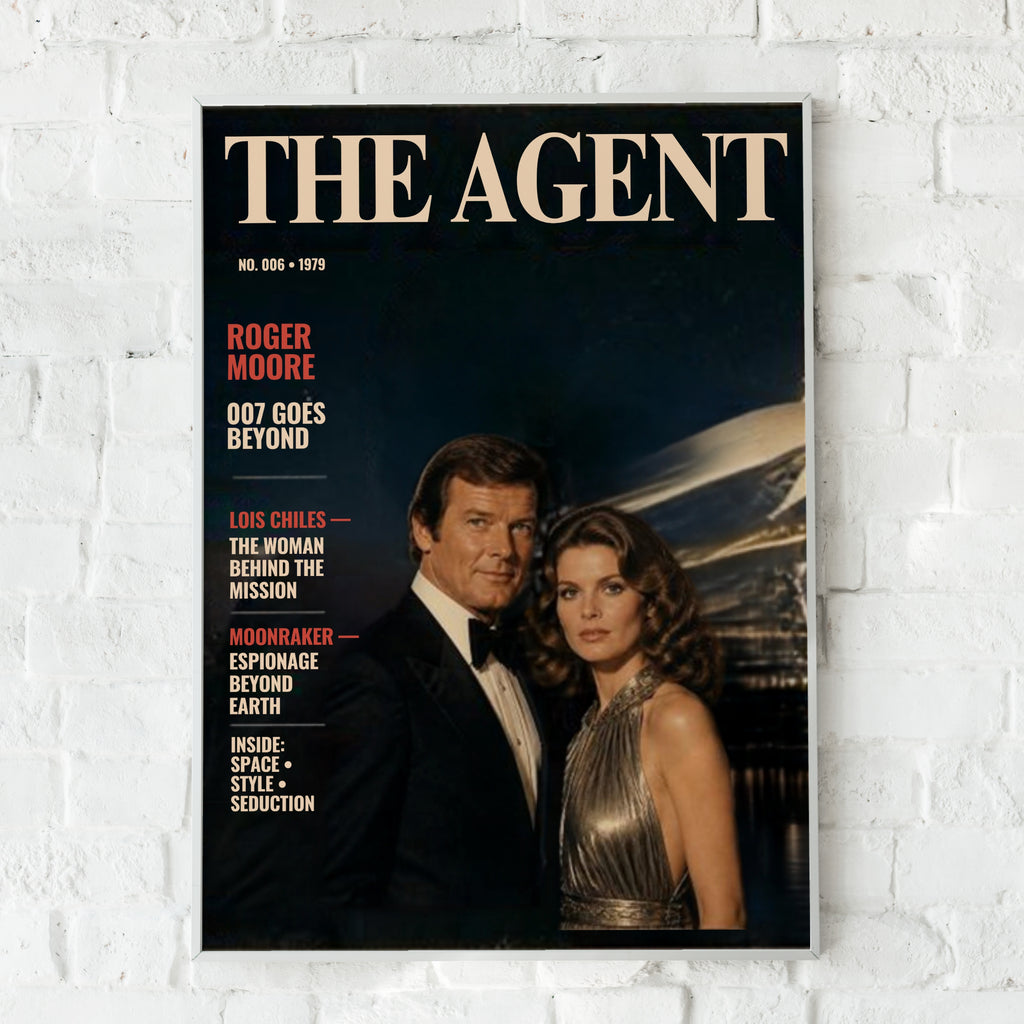 Spy Agent 006 Retro Magazine Cover Poster, 1970s Espionage Wall Art, James Bond Style Print