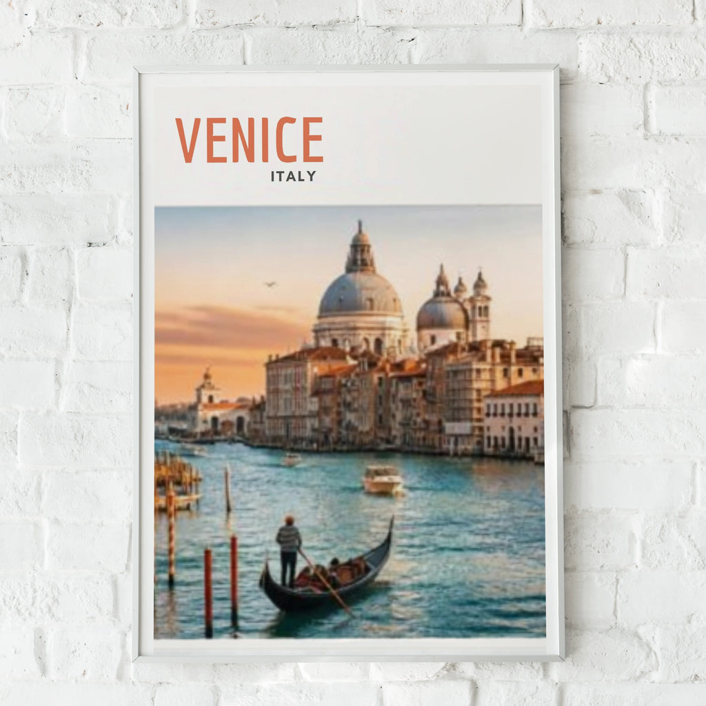 Travel Print | Venice Italy Poster, Grand Canal Gondola Wall Art, Italy City Print