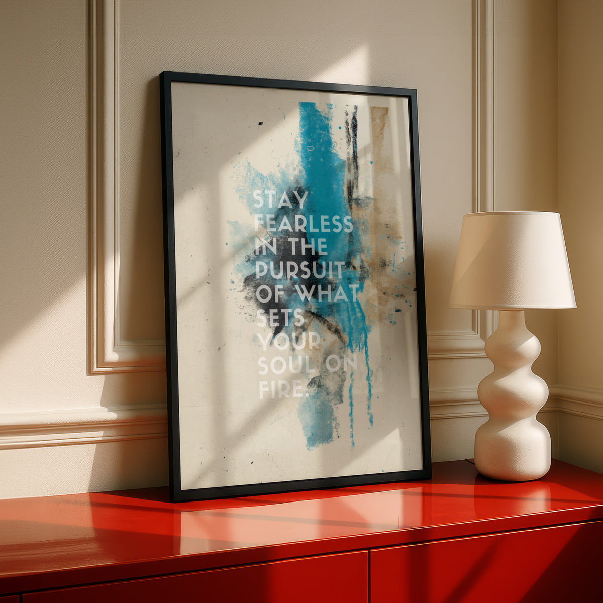 Stay Fearless Motivational Quote Poster, Abstract Watercolour Wall Art Print, Inspirational