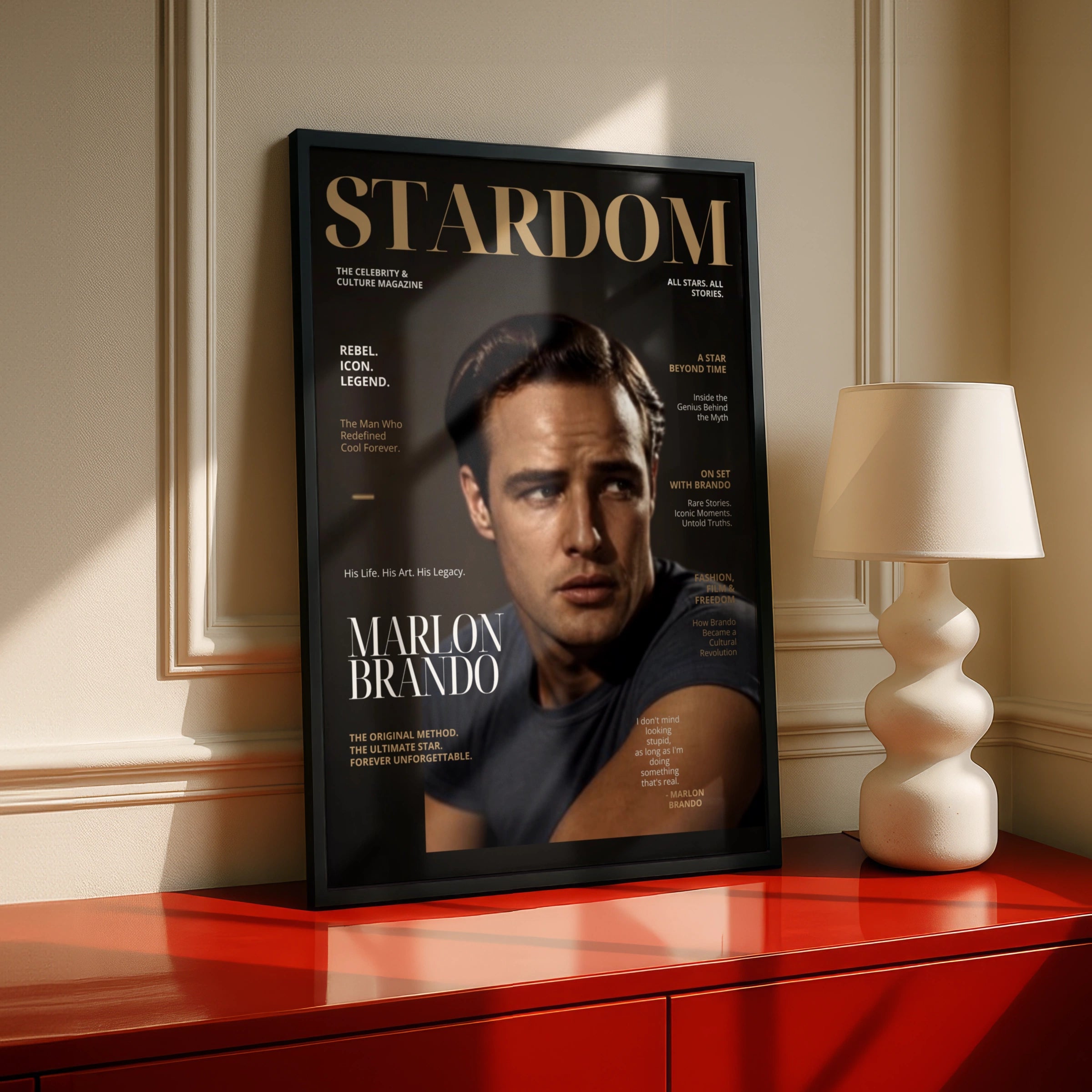 Marlon Brando Magazine Cover Poster, Vintage Hollywood Wall Art, Film Icon Print