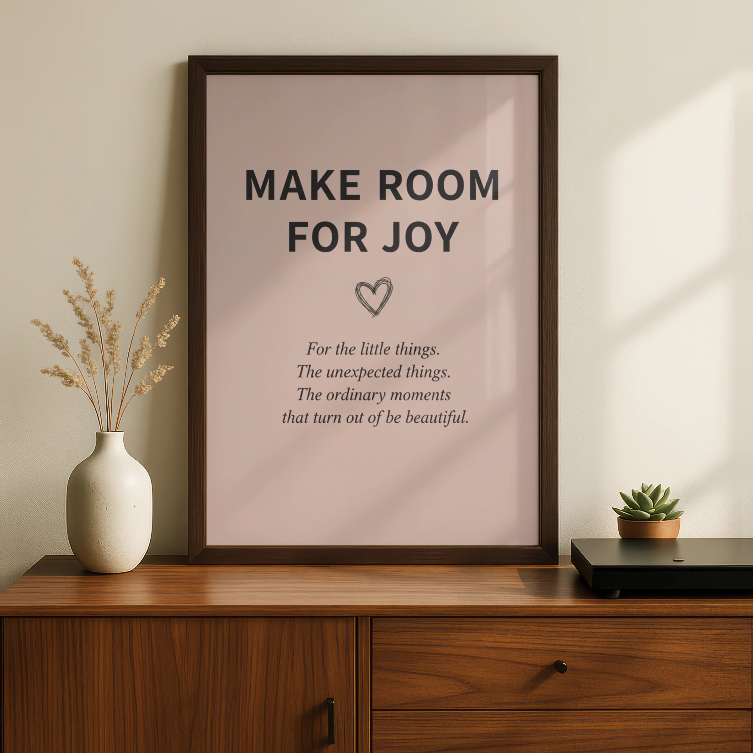 Make Room For Joy Quote Print, Blush Pink Inspirational Wall Art, Minimalist Poster