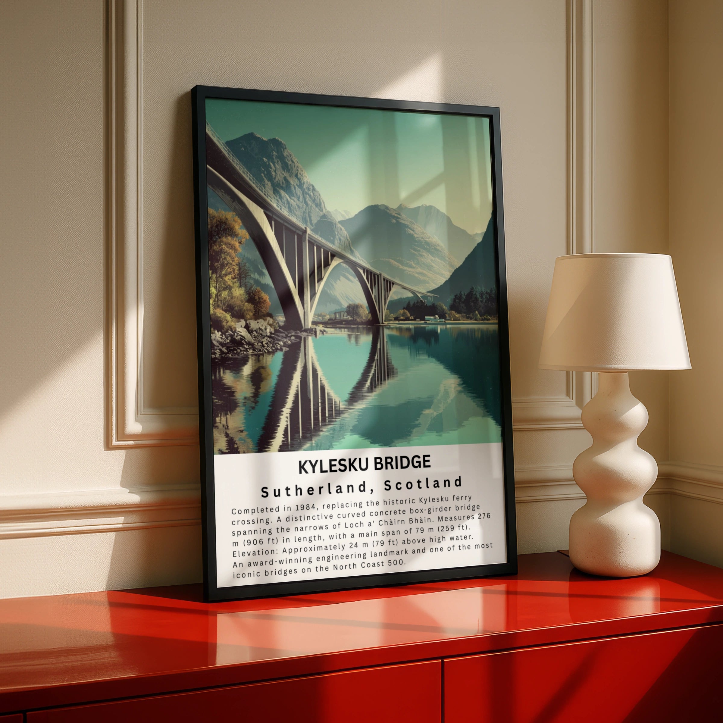 Kylesku Bridge Poster, NC500 Scotland Wall Art, Sutherland Highland Print