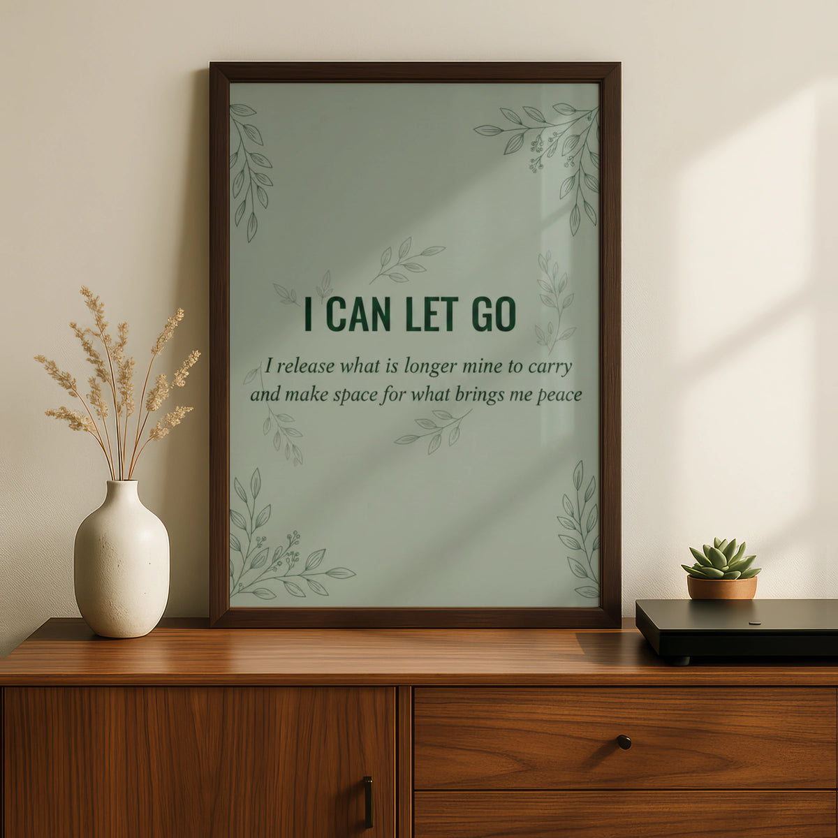 I Can Let Go Affirmation Poster, Sage Green Mental Health Wall Art, Mindfulness Print