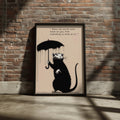 Rat With Umbrella Poster, Street Art Wall Print, Motivational Quote, Urban Graffiti Style
