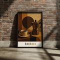 Bauhaus Coffee Poster, Moka Pot Wall Art, Brown Geometric Kitchen Print, Retro Cafe Decor