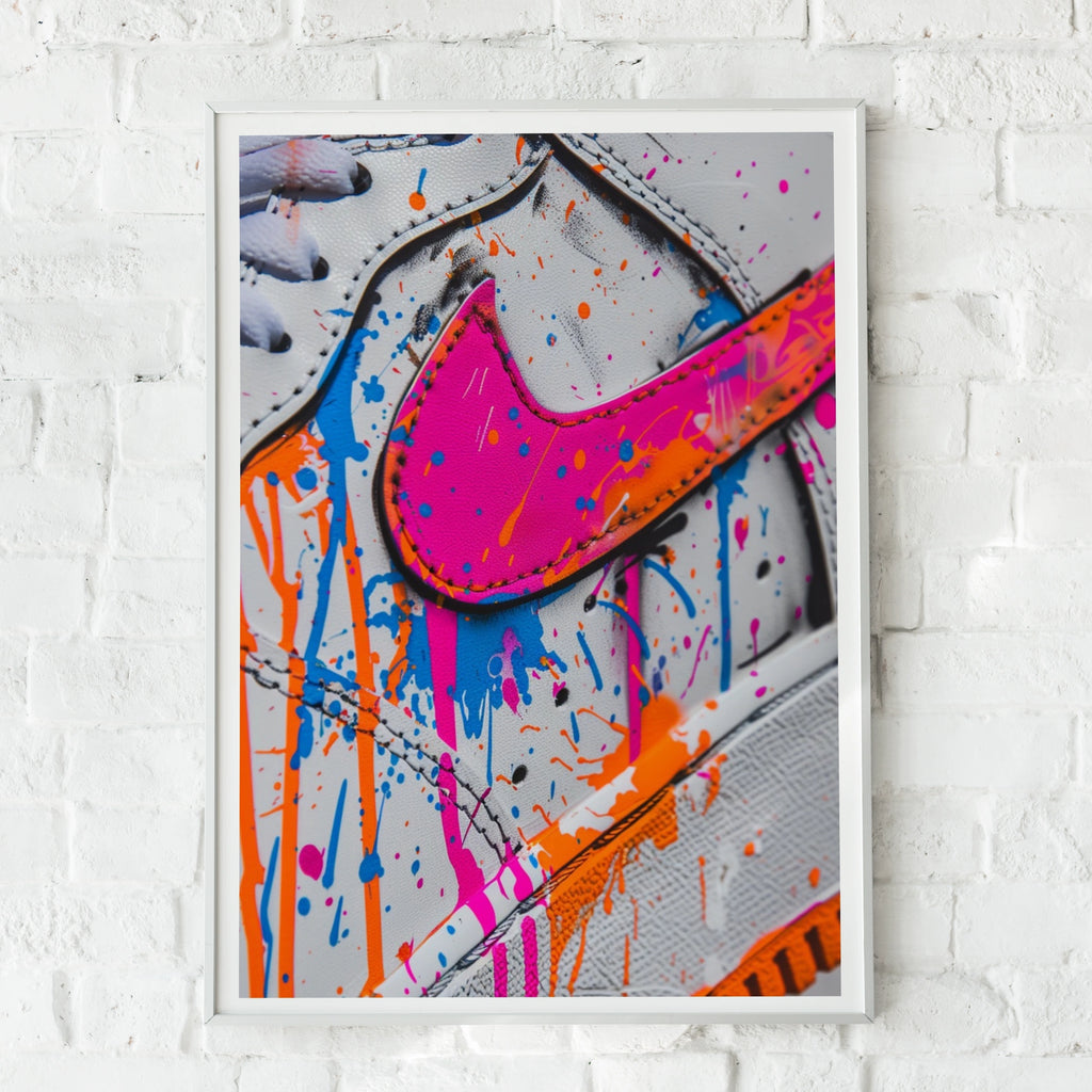 Sneaker Paint Splatter Poster, Urban Streetwear Wall Art, Colourful Trainer Print