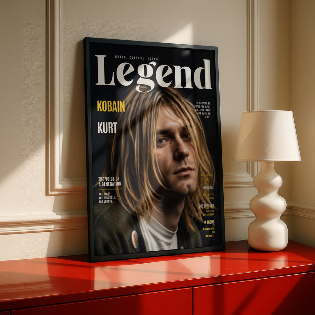 Kurt Cobain Legend Magazine Cover Poster, Nirvana Rock Music Wall Art Print