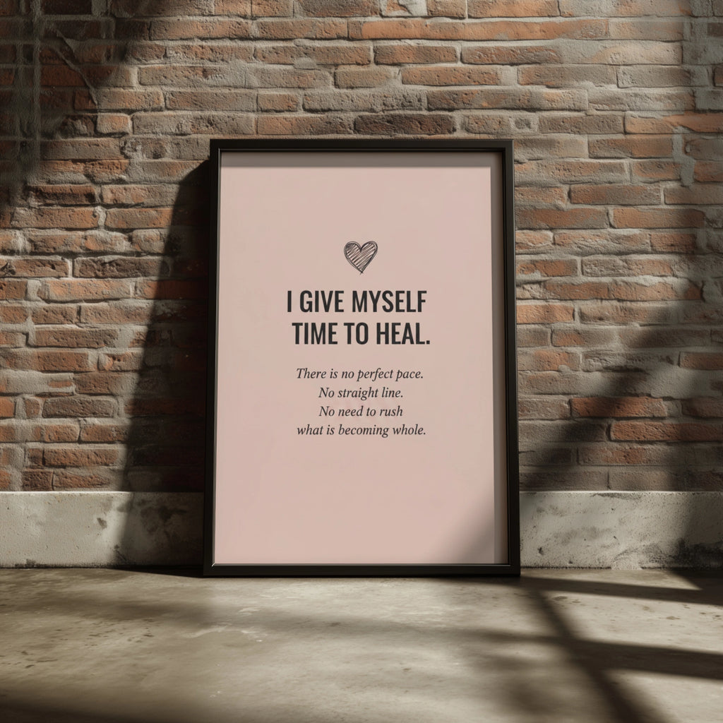 Self Healing Quote Poster, Blush Pink Mental Health Wall Art, Motivational Print for Bedroom