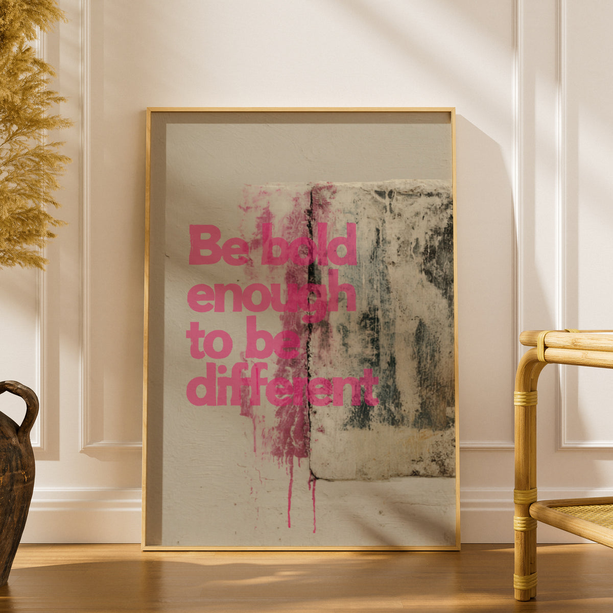 Be Bold Enough to Be Different Quote Poster, Pink Motivational Wall Art Print