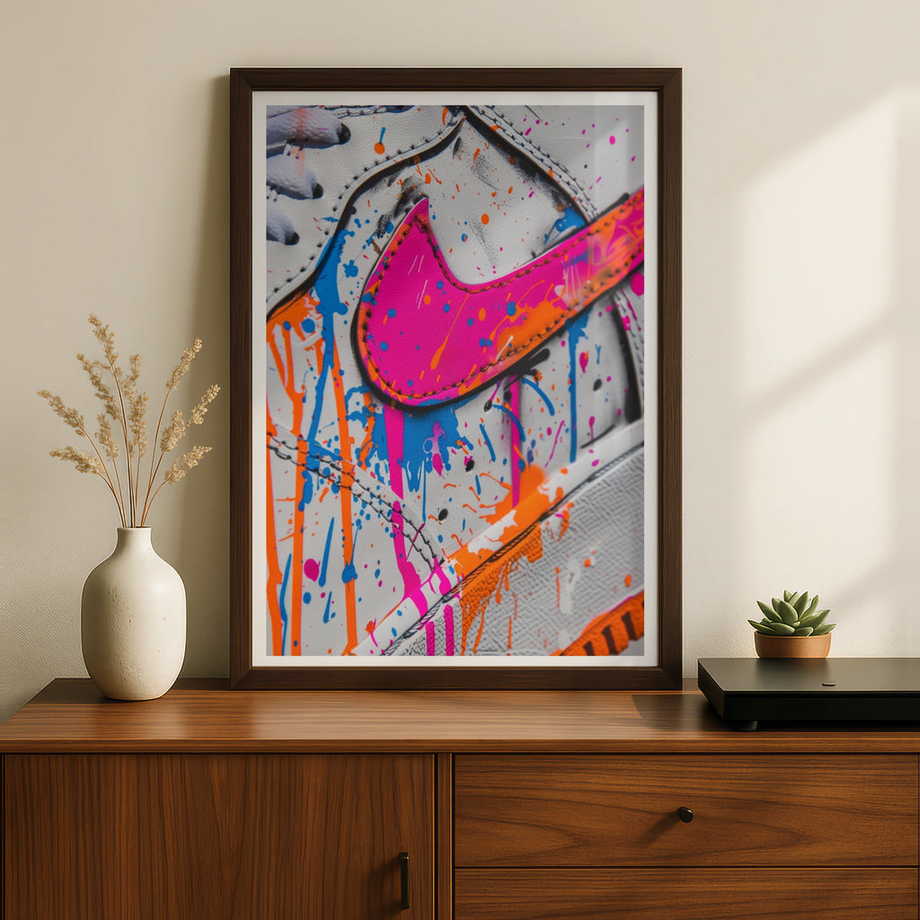 Sneaker Paint Splatter Poster, Urban Streetwear Wall Art, Colourful Trainer Print
