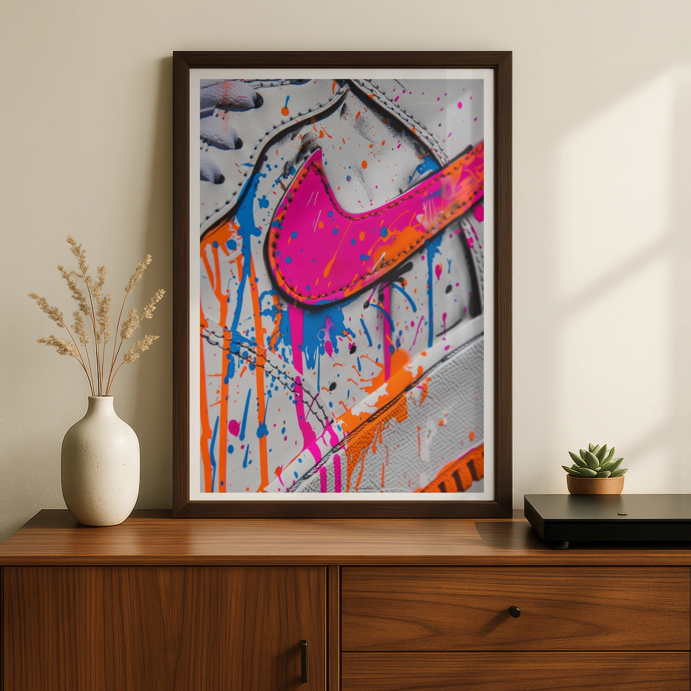 Sneaker Paint Splatter Poster, Urban Streetwear Wall Art, Colourful Trainer Print