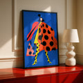 Polka Dot Fashion Poster, Bold Blue Wall Art, Colourful Woman Print, Maximalist Decor