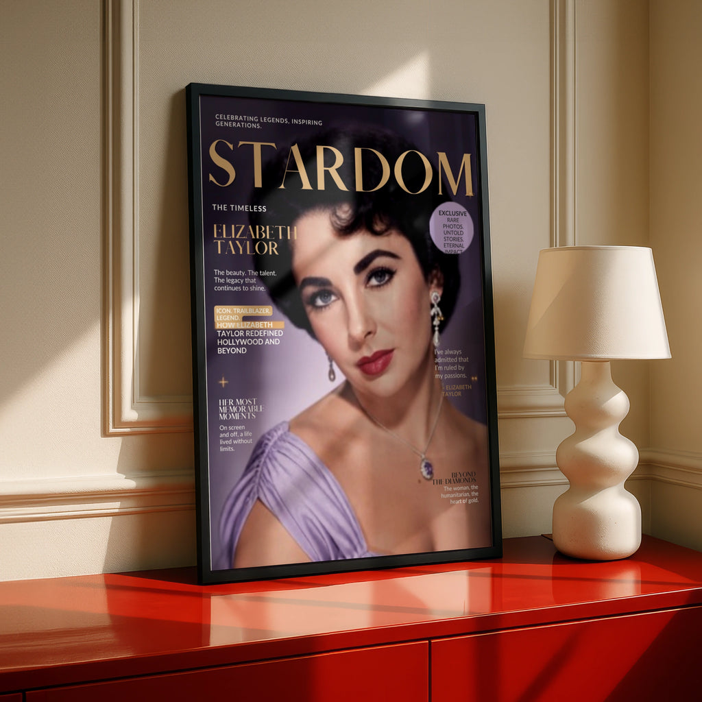 Elizabeth Taylor Magazine Cover Poster, Hollywood Icon Wall Art, Vintage Cinema Print
