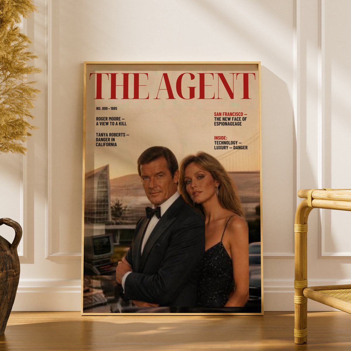 Spy Agent Magazine Cover Poster, 1980s Espionage Art Print, Retro Spy Film Wall Art