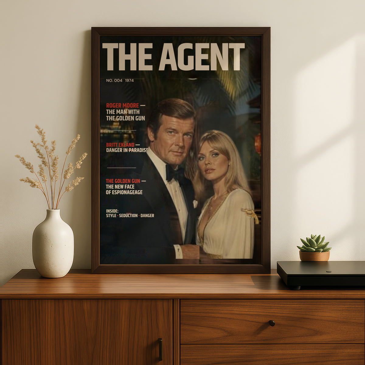 Retro Spy Magazine Cover Poster, 1970s Secret Agent Wall Art, Vintage Espionage Print