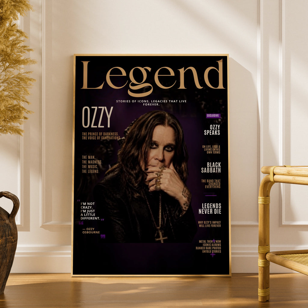 Ozzy Osbourne Legend Magazine Style Poster, Black Sabbath Rock Music Wall Art