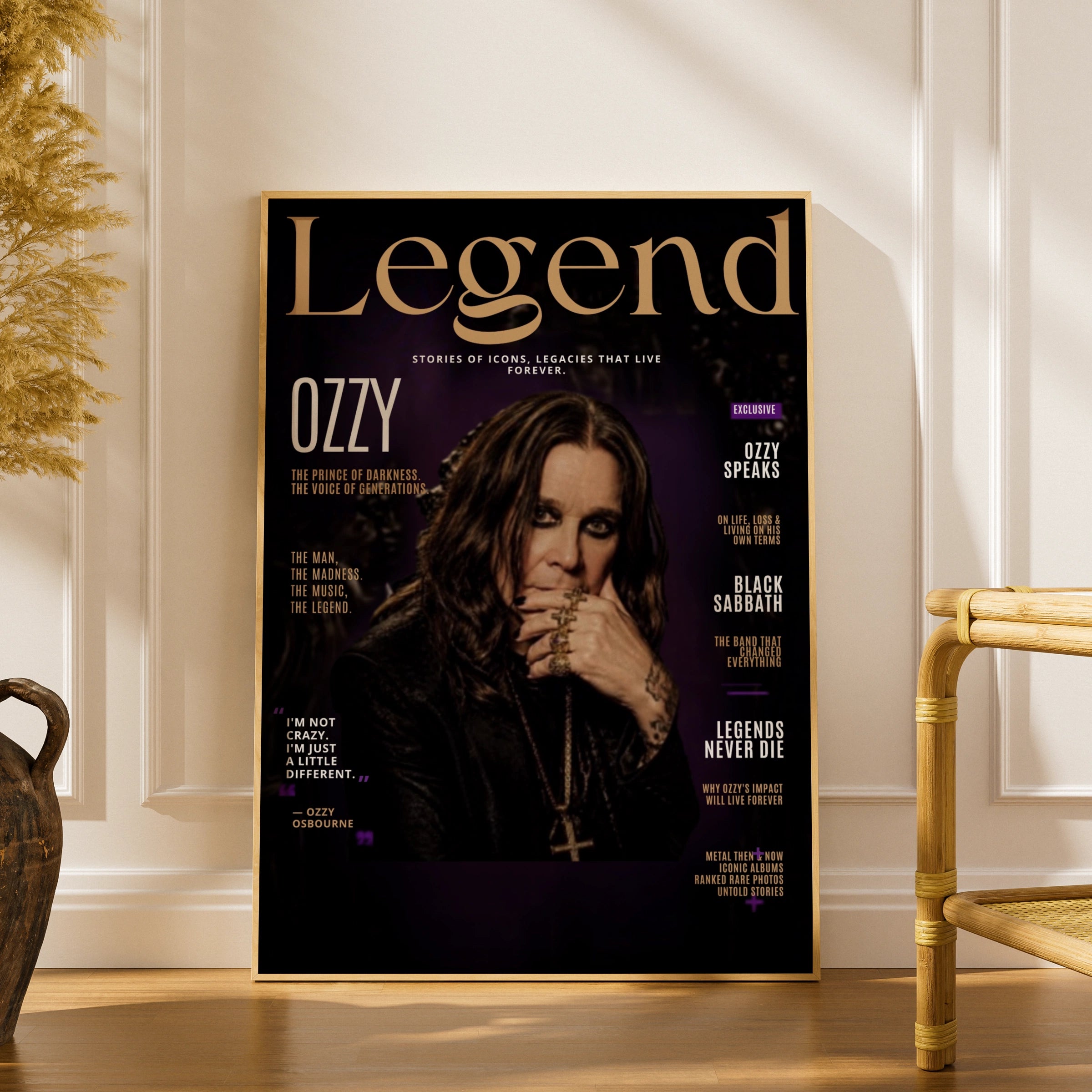 Ozzy Osbourne Legend Magazine Style Poster, Black Sabbath Rock Music Wall Art