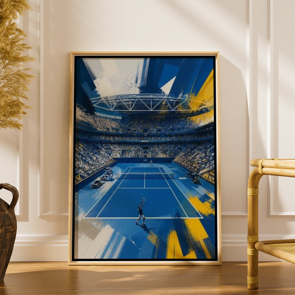 Tennis Poster, New York Poster, Blue Hard Court Stadium Wall Art, Sports Print