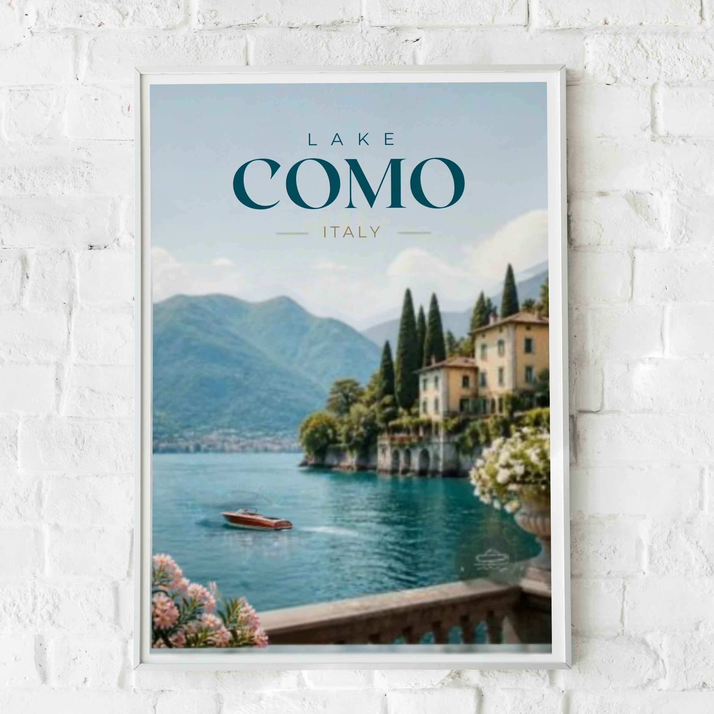 Travel Print | Lake Como Italy Poster, Italian Lake Wall Art, Vintage Style Print, Holiday Gift