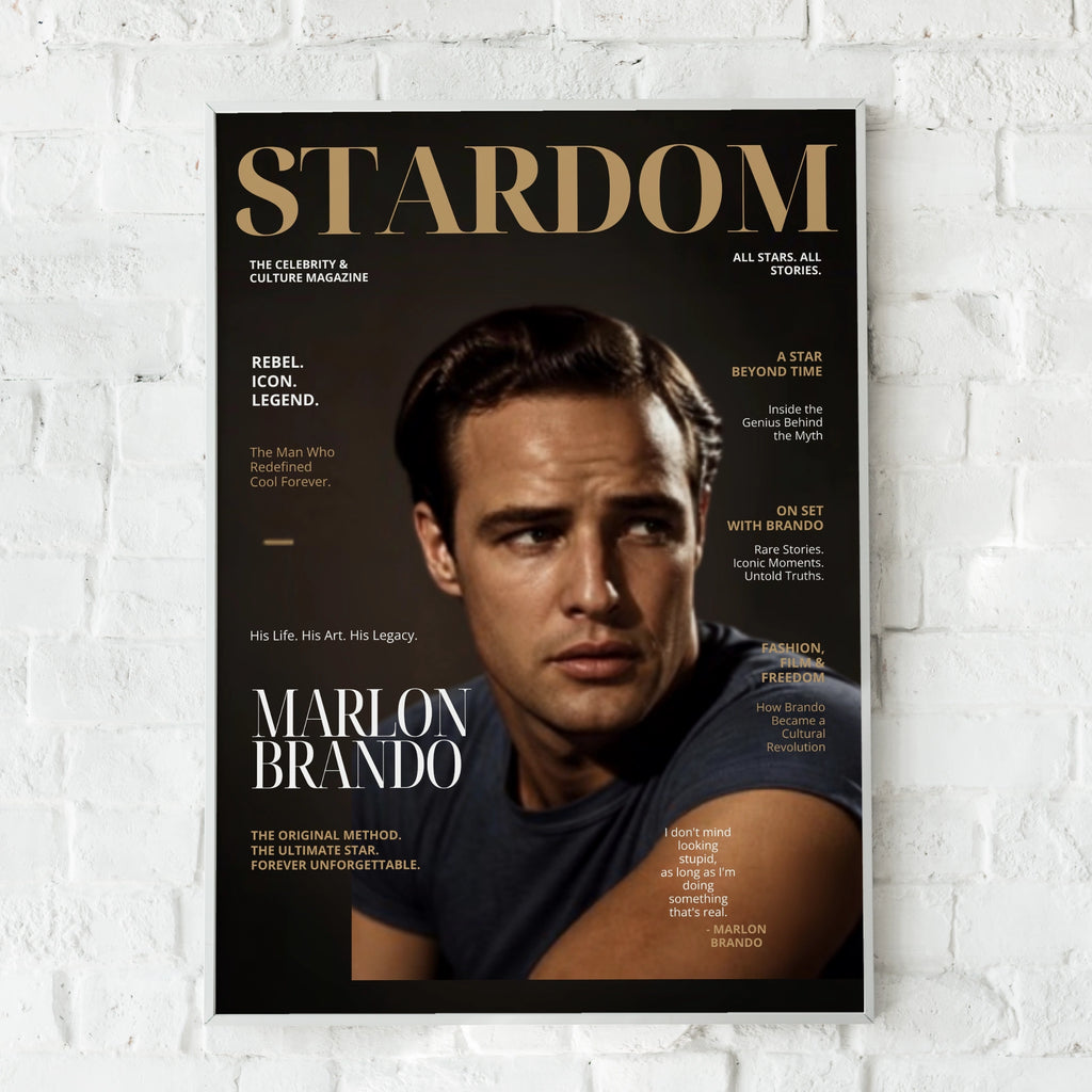Marlon Brando Magazine Cover Poster, Vintage Hollywood Wall Art, Film Icon Print
