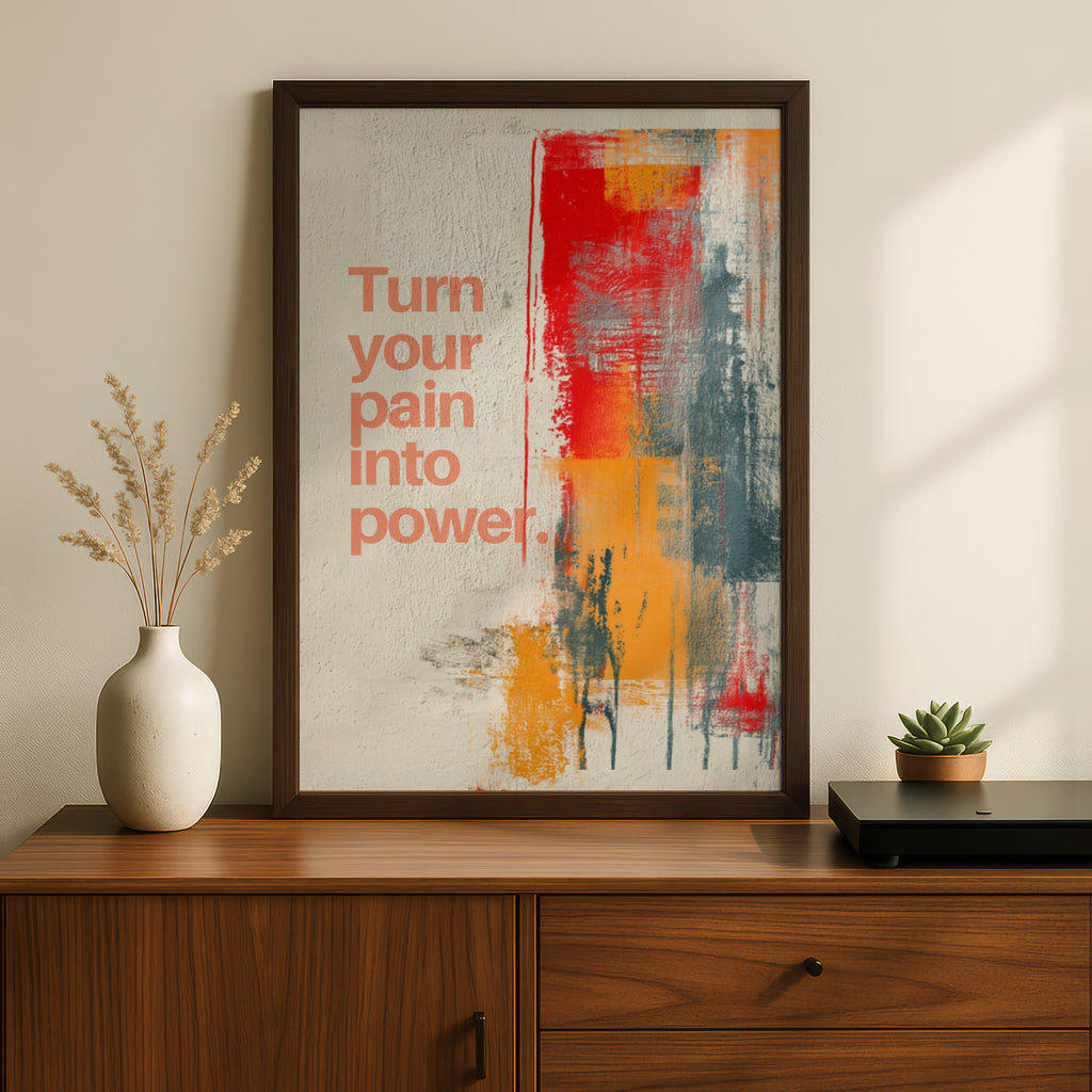 Turn Your Pain Into Power Quote Poster, Inner Fire Motivational Wall Art Print