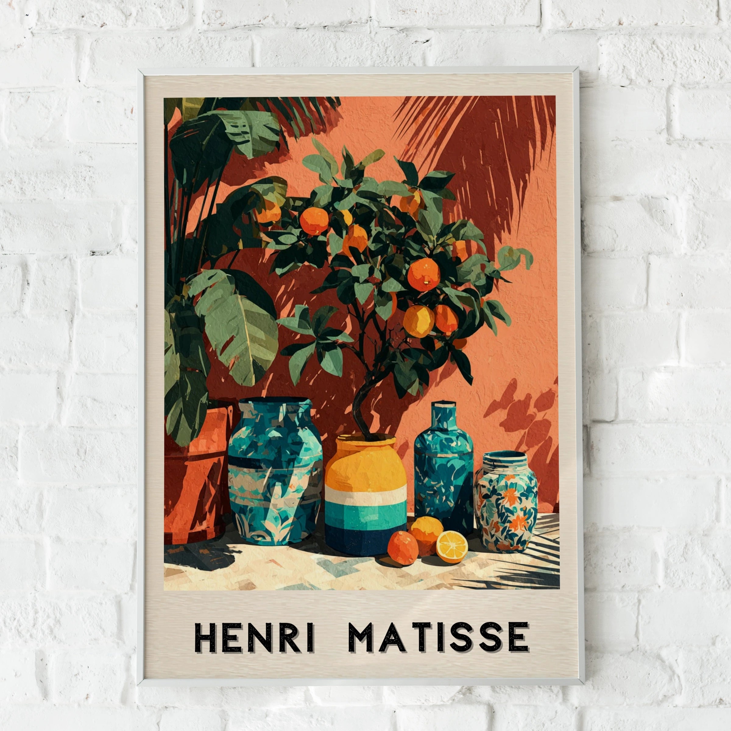 Henri Matisse Citrus Patio Poster, Orange Tree Still Life, Colourful Botanical Wall Art Print