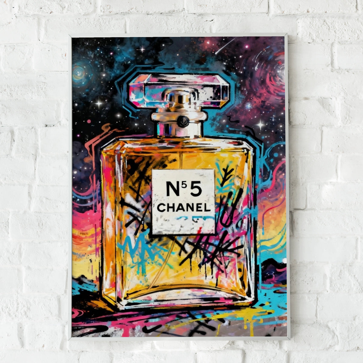 Perfume Bottle Pop Art Poster, Graffiti Street Art Print, Colourful Fashion Wall Art