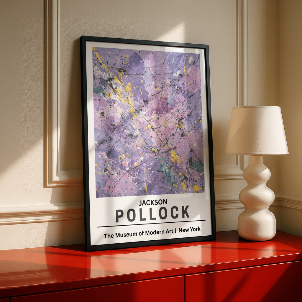 Jackson Pollock Abstract Expressionist Poster, Purple Drip Painting, MoMA Wall Art