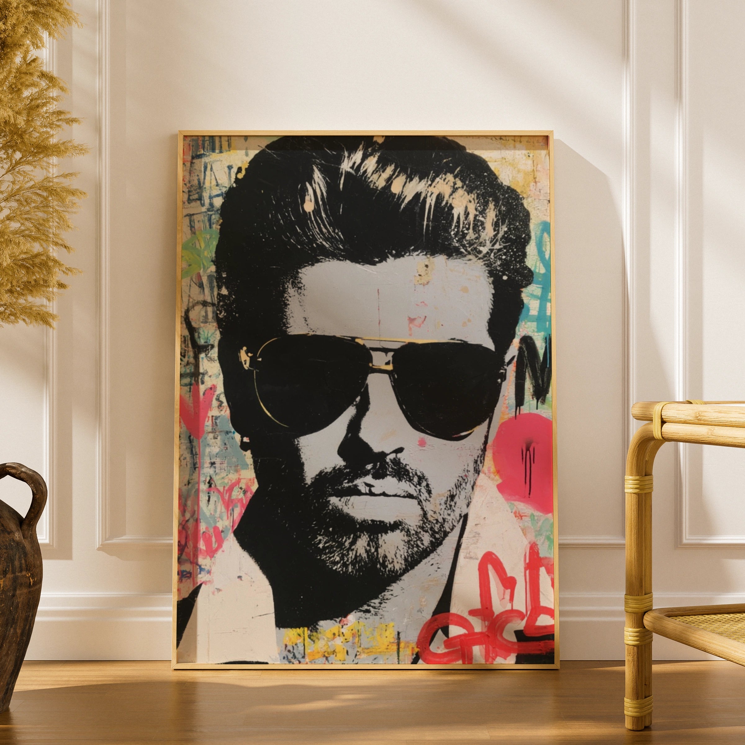 George Michael Graffiti Street Art Poster, Pop Art Music Icon Wall Print