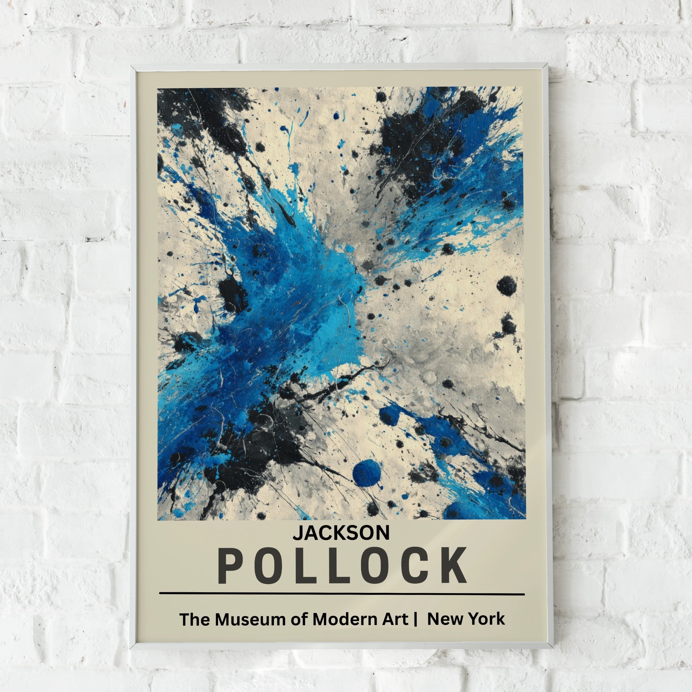 Jackson Pollock Abstract Expressionist Wall Art Poster, Blue Black Splatter Print