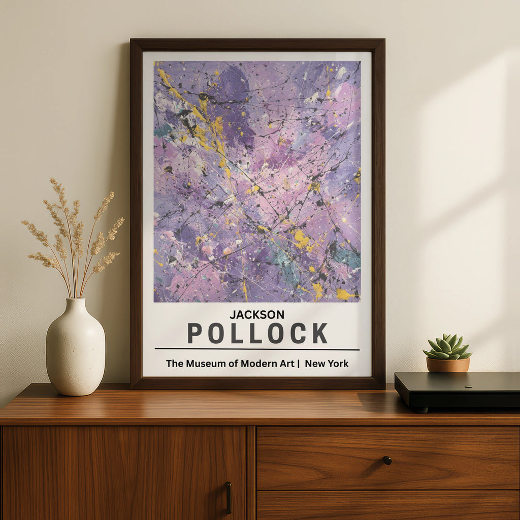 Jackson Pollock Abstract Expressionist Poster, Purple Drip Painting, MoMA Wall Art
