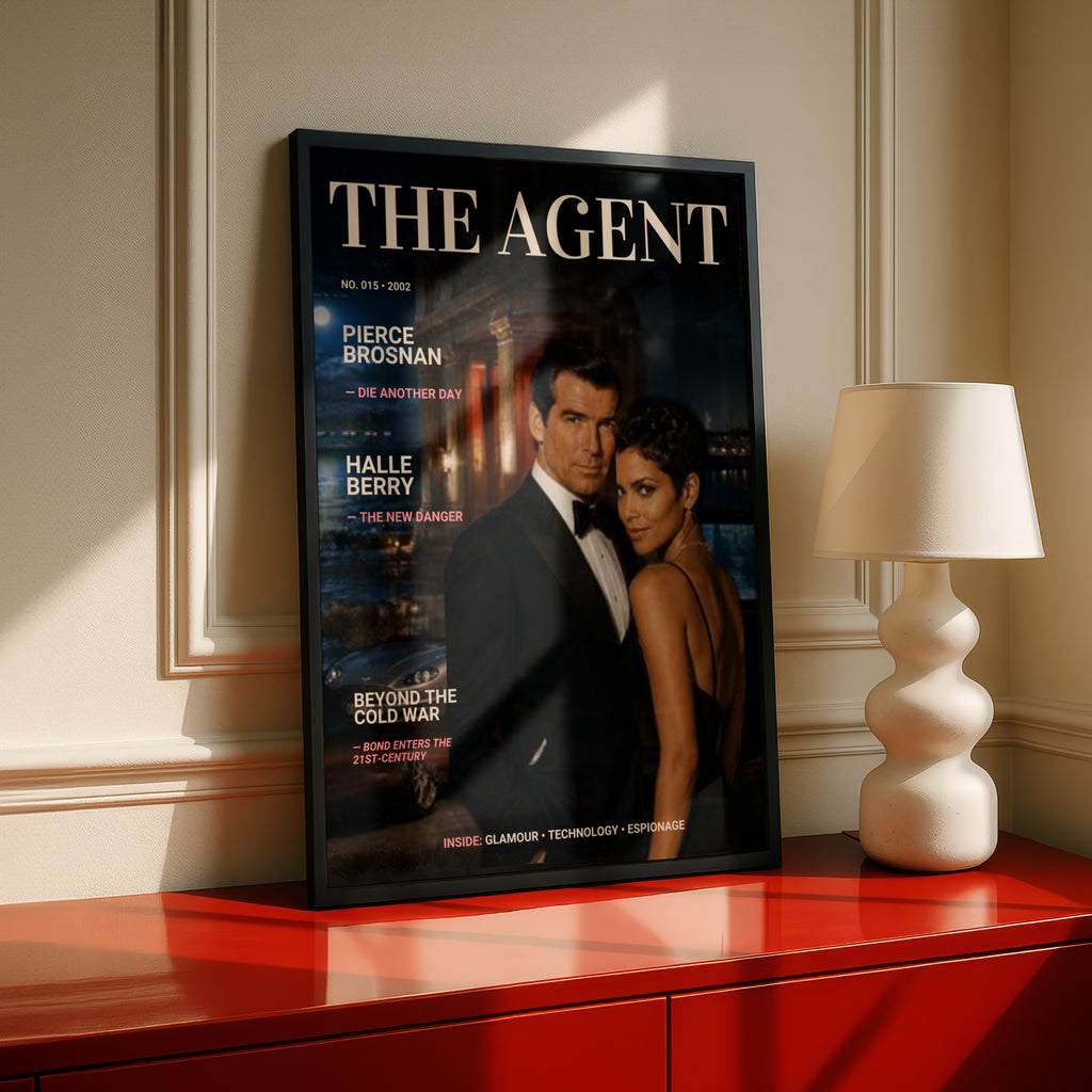 Spy Agent Magazine Cover Poster, Secret Agent Art Print, Espionage Wall Art, Retro Film Print