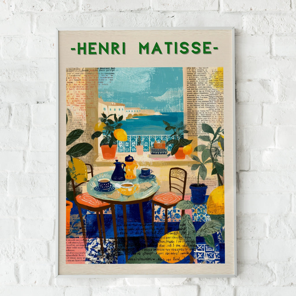 Matisse Style Coffee Shop Poster, Mediterranean Cafe Wall Art, Colourful Kitchen Print