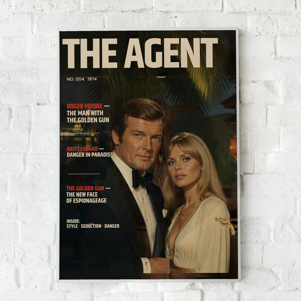 Retro Spy Magazine Cover Poster, 1970s Secret Agent Wall Art, Vintage Espionage Print