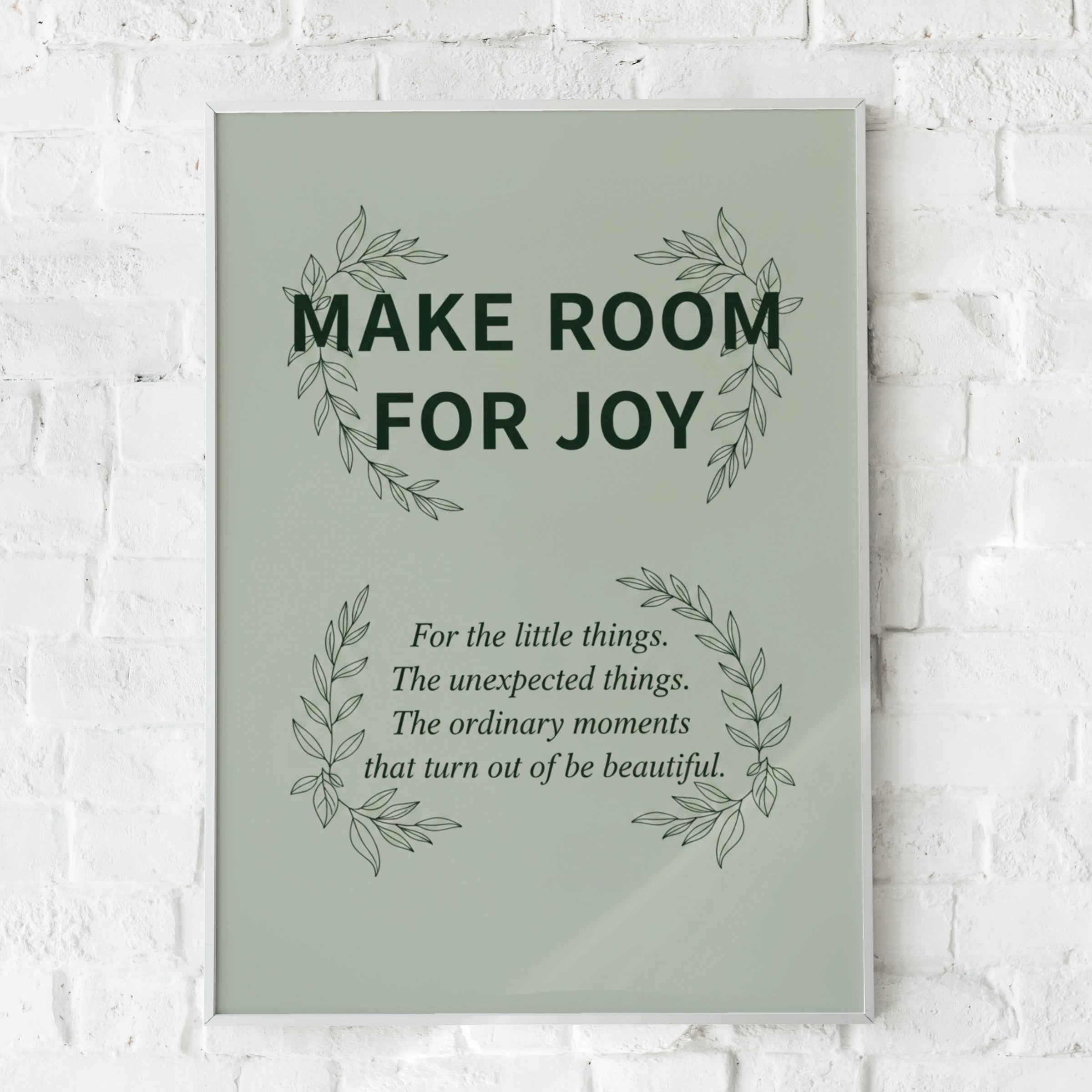 Make Room For Joy Quote Print, Sage Green Botanical Wall Art, Mindfulness Poster
